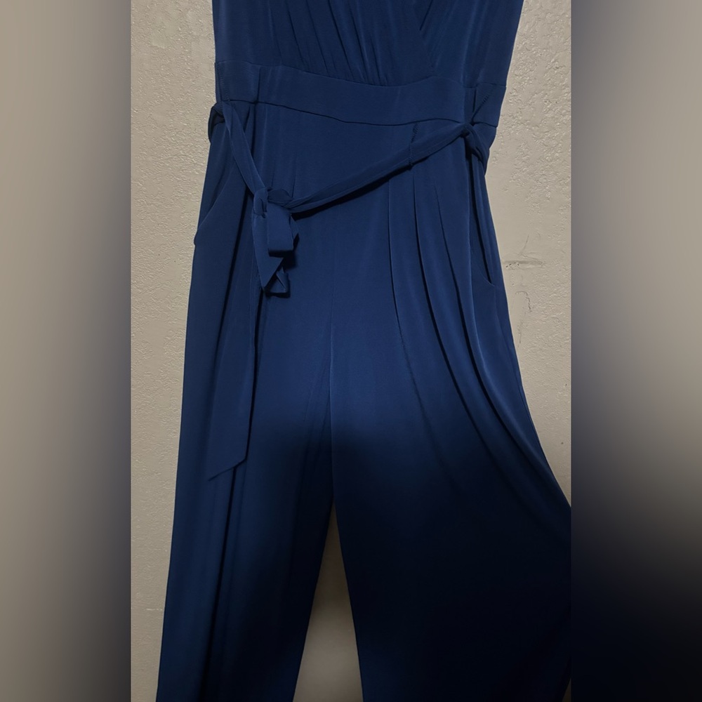 Vince Camuto Blue Wide-Leg Jumpsuit with Tie Waist